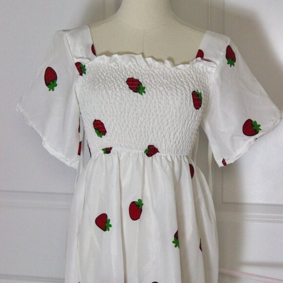 Strawberry Knee Length Summer Spring Dress - Picture 4 of 4